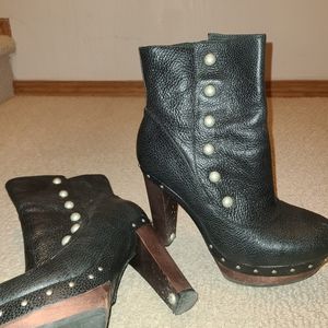 UGG studded platform ankle boots. Black leather.